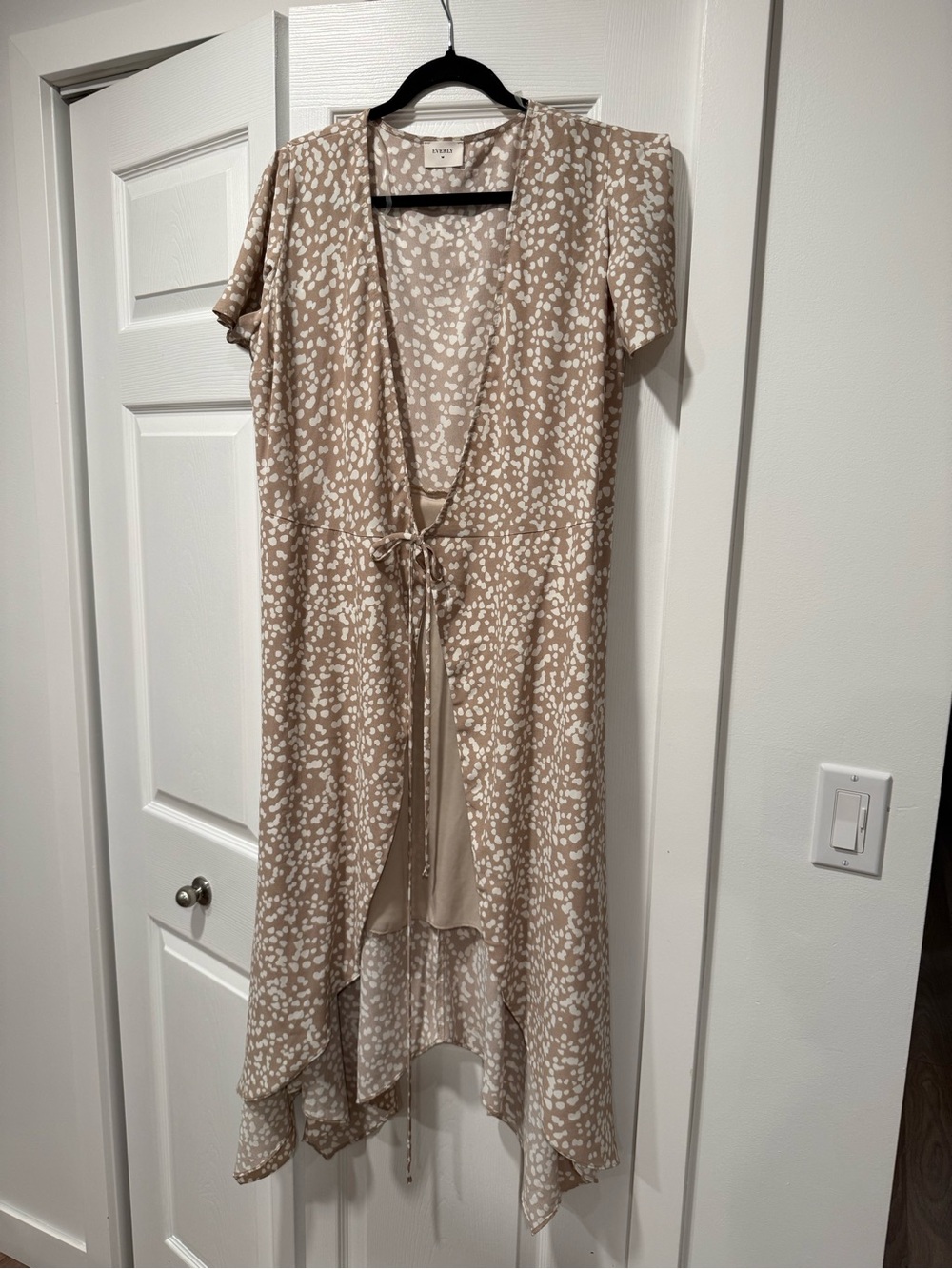 Everly Beige and White Printed High-Low Dress